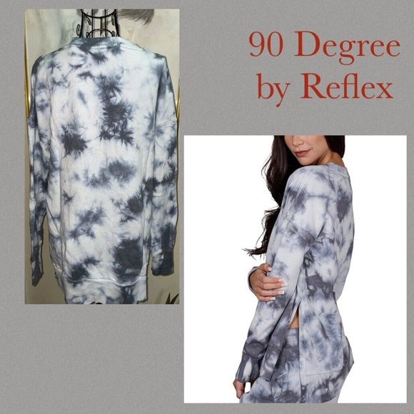 90 DEGREE by REFLEX GRAY & WHITE "ROCK CLIMB" TIE DYE SWEATSHIRT~MISSES MEDIUM - Picture 5 of 7